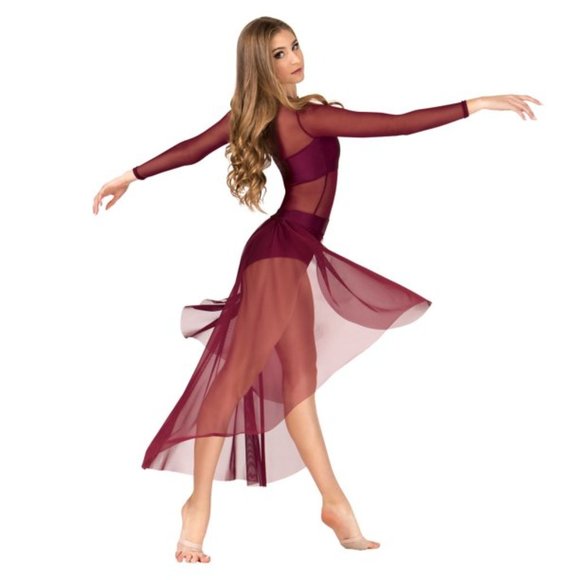 Double Platinum Dresses & Skirts - Double Platinum Long Sleeve High-Low Dance Costume L